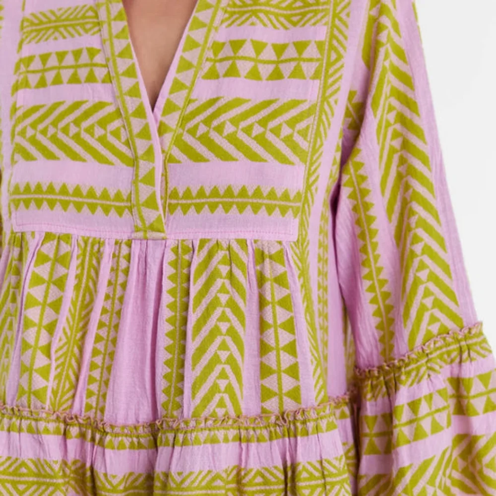 Devotion Twins Midi Dress Green Pink NWT Sz S - Picture 3 of 11